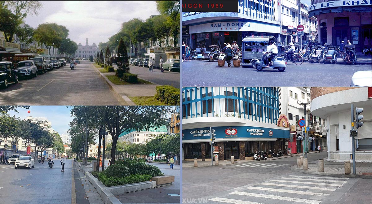 Hình ảnh so sánh đường Sài Gòn xưa và nay với cùng một góc ảnh ...